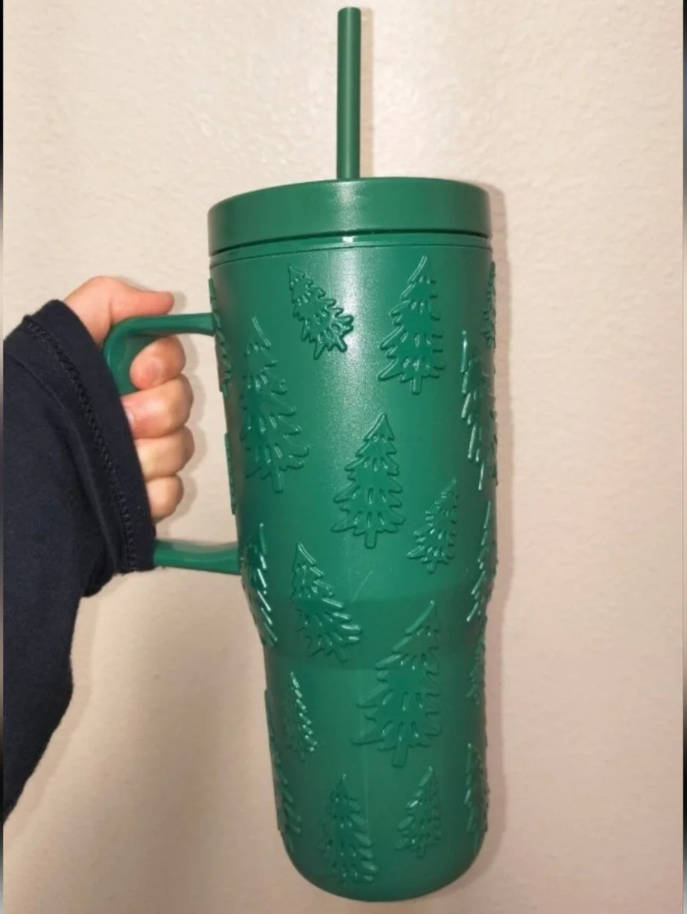 Forest Green Winter Trees Double Wall Holiday Tumbler 30 oz. NEW